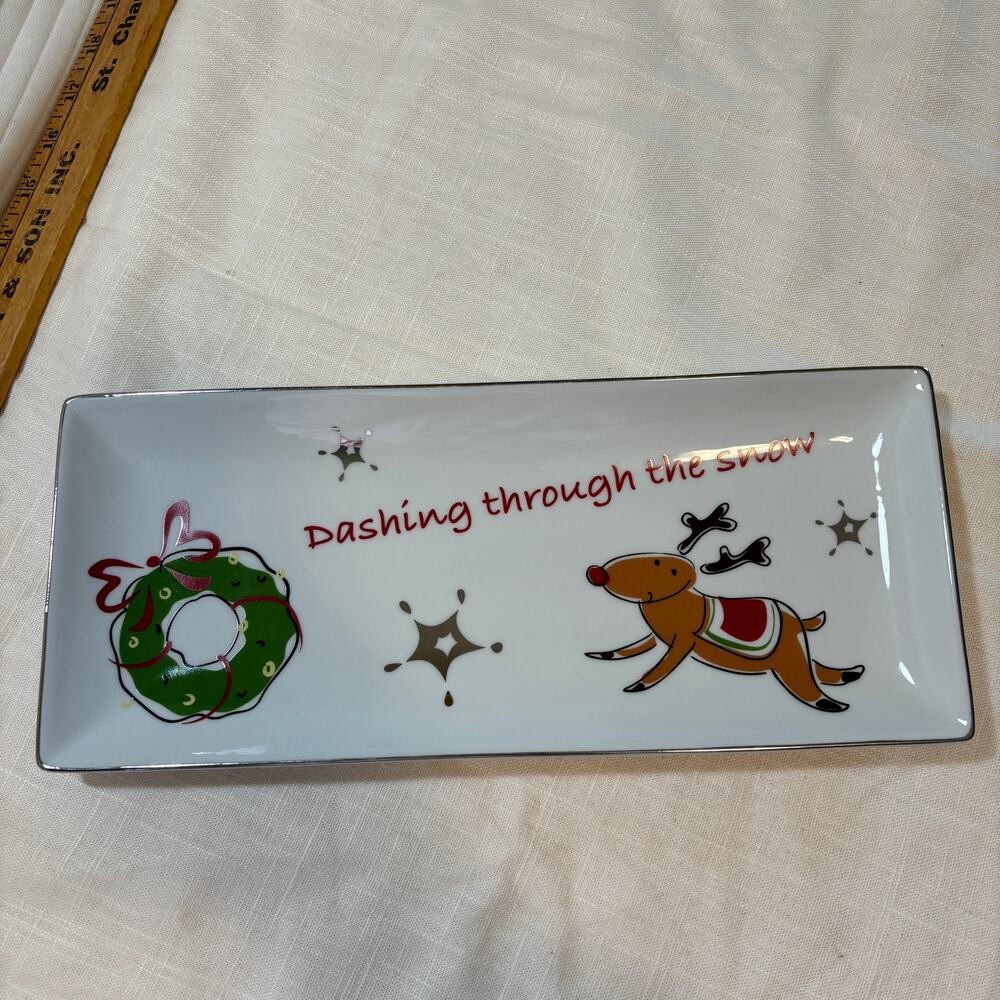 Studio JCPenney Christmas Reindeer Rectangular Serving Platter 14